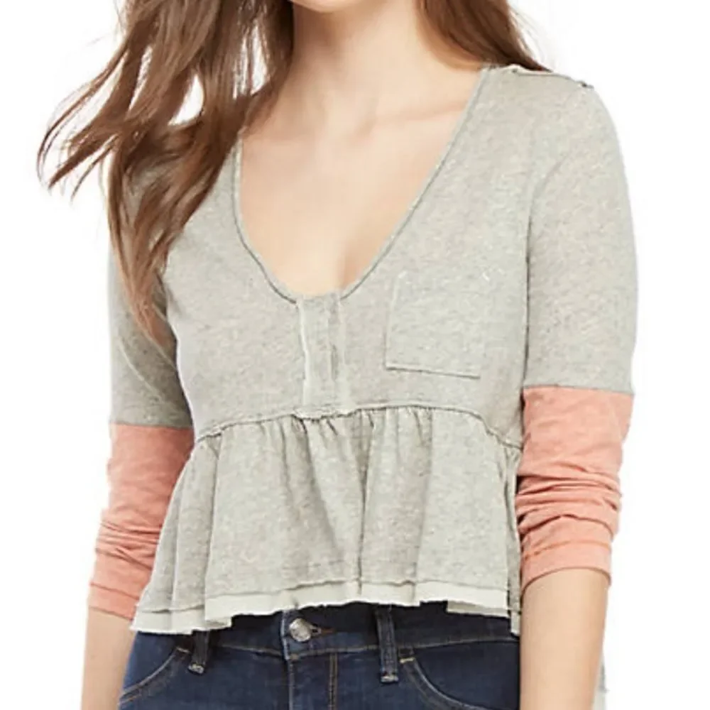 NWT Free People Heart of Mine Colorblock Crop Tee